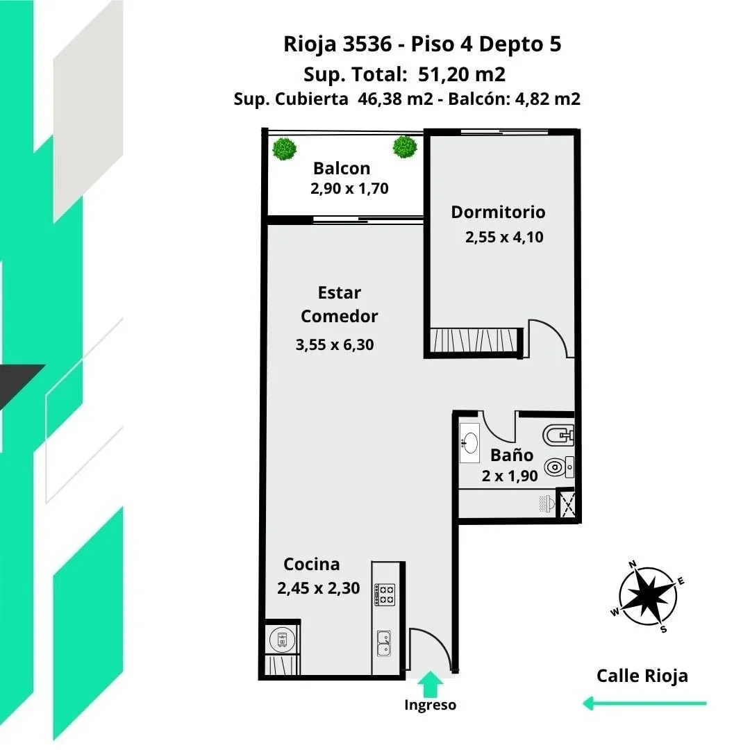 Departamento 1 dormitorio en venta en Echesortu - Imagen 2