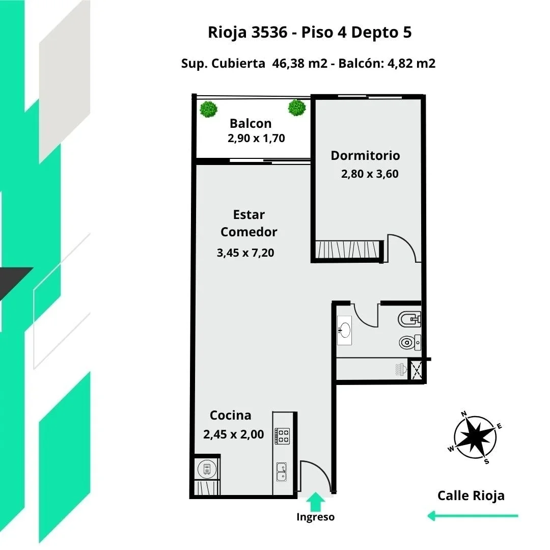 Departamento 1 dormitorio en venta en Echesortu - Imagen 2