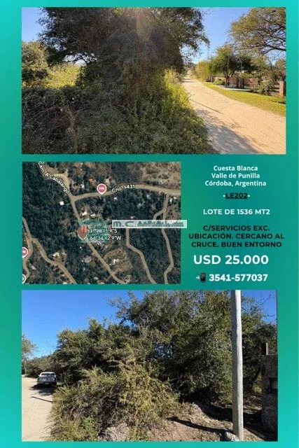 LE202. CUESTA BLANCA. LOTE C/ SERVICIOS DE 1536 MT2. HERMOSO ENTORNO - Imagen 1
