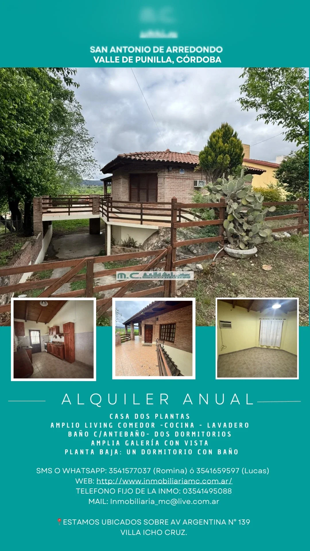 SAN ANTONIO DE ARREDONDO. ALQUILER ANUAL. CASA DOS PL. 3 DORM. AMPLIA GALERIA - Imagen 1