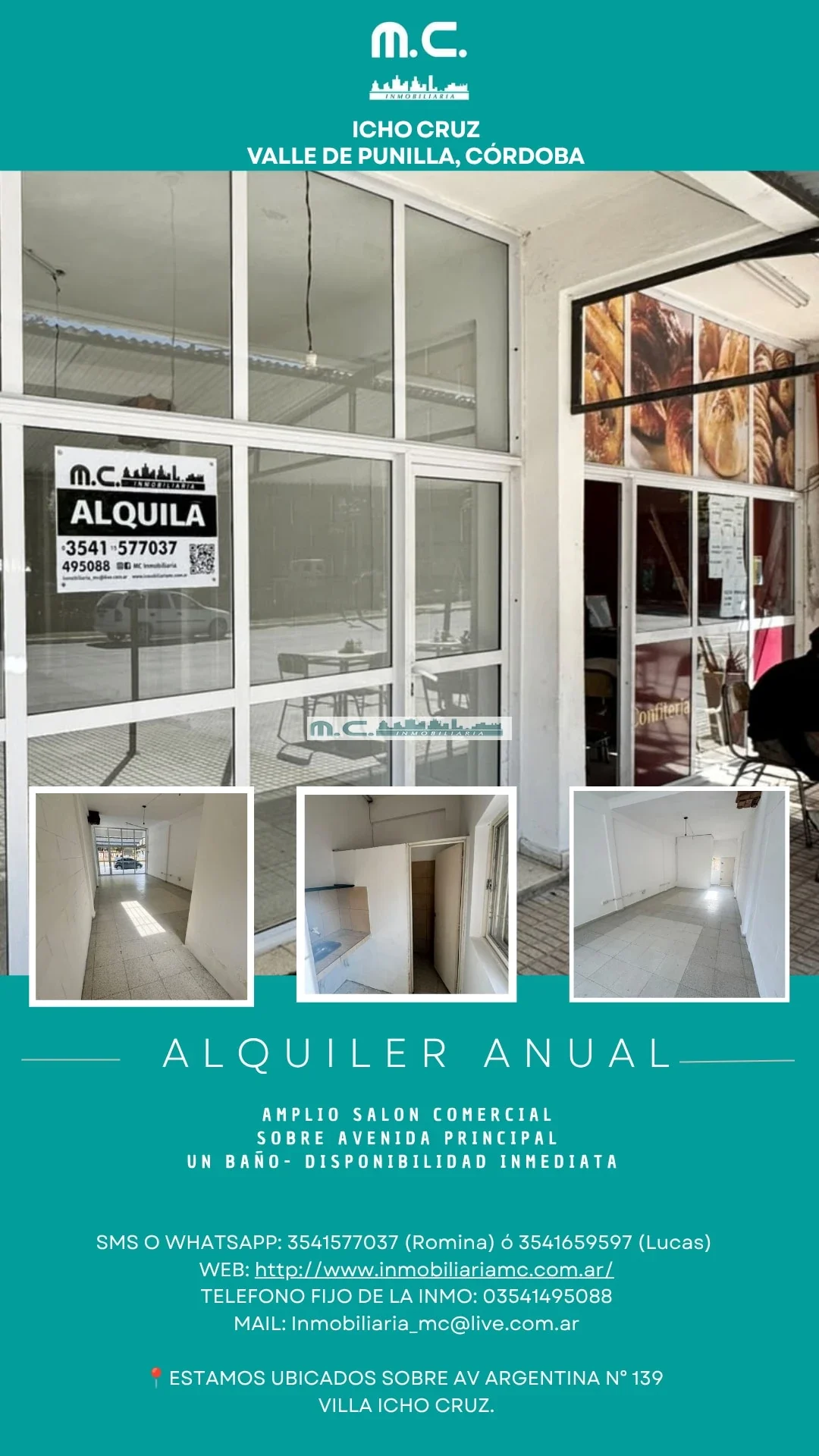 ALQUILER ANUAL. AMPLIO SALÓN COMERCIAL. SOBRE AVENIDA PRINCIPAL - Imagen 1