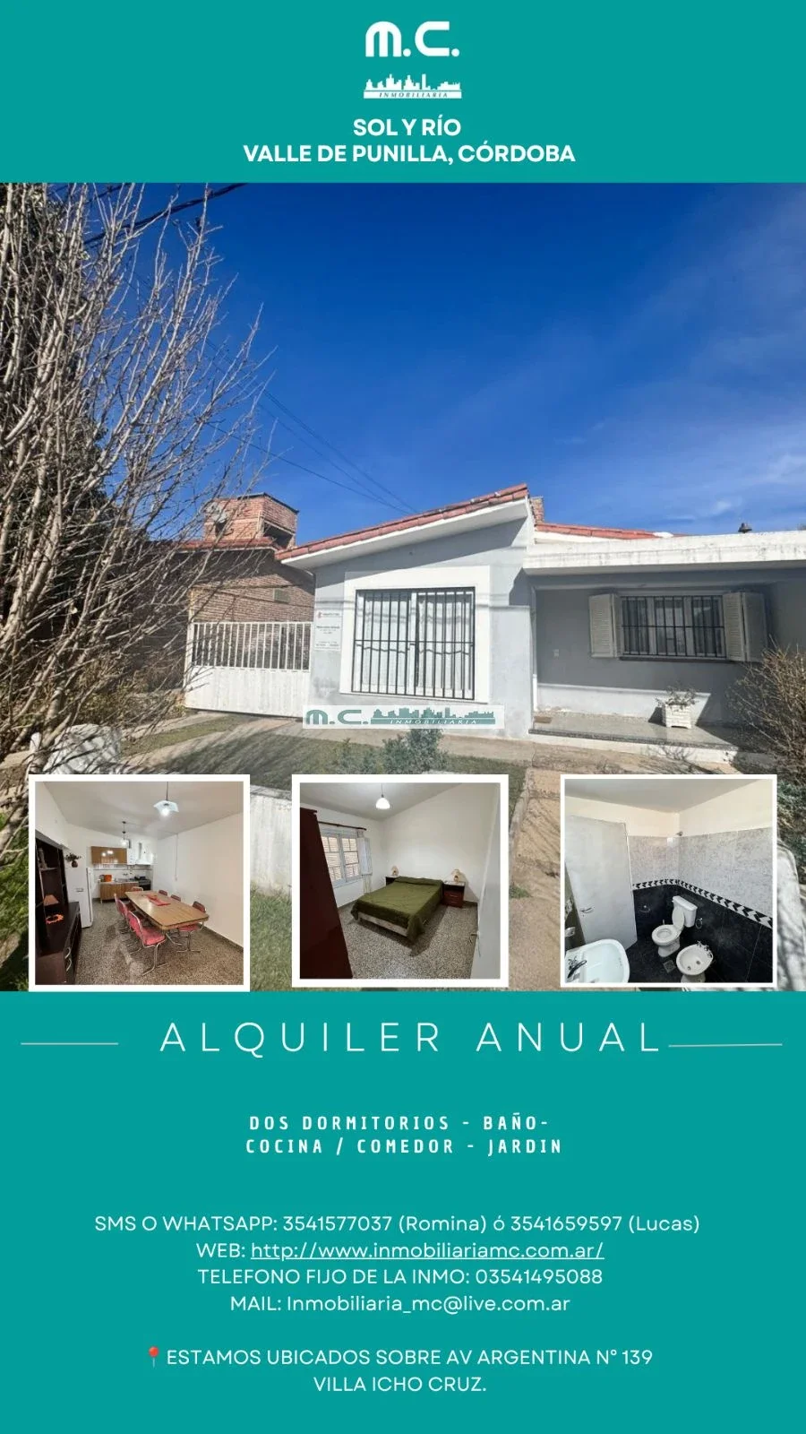 SOL Y RIO. CASA ALQUILER ANUAL. DOS DORMITORIOS. COCINA-COMEDOR. JARDÍN - Imagen 1