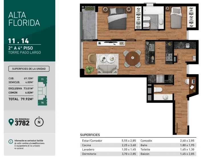 2 dormitorios c/ terraza en venta en La Florida - Imagen 2