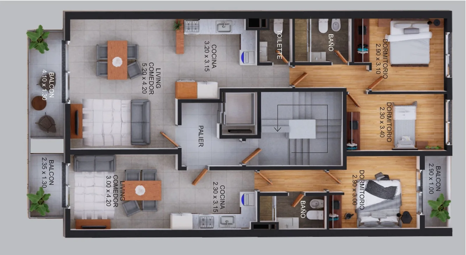 Semipiso con patio de 2 dormitorios en venta en Rosario - Imagen 2