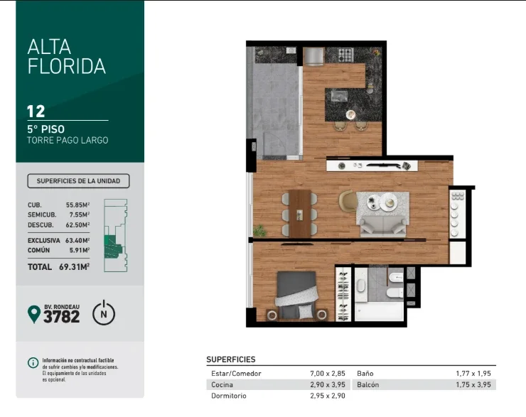 1 dormitorio en venta en La Florida - Imagen 2