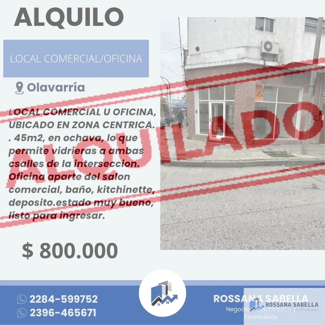 Local comercial en alquiler ubicado en Olavarría - Imagen 1