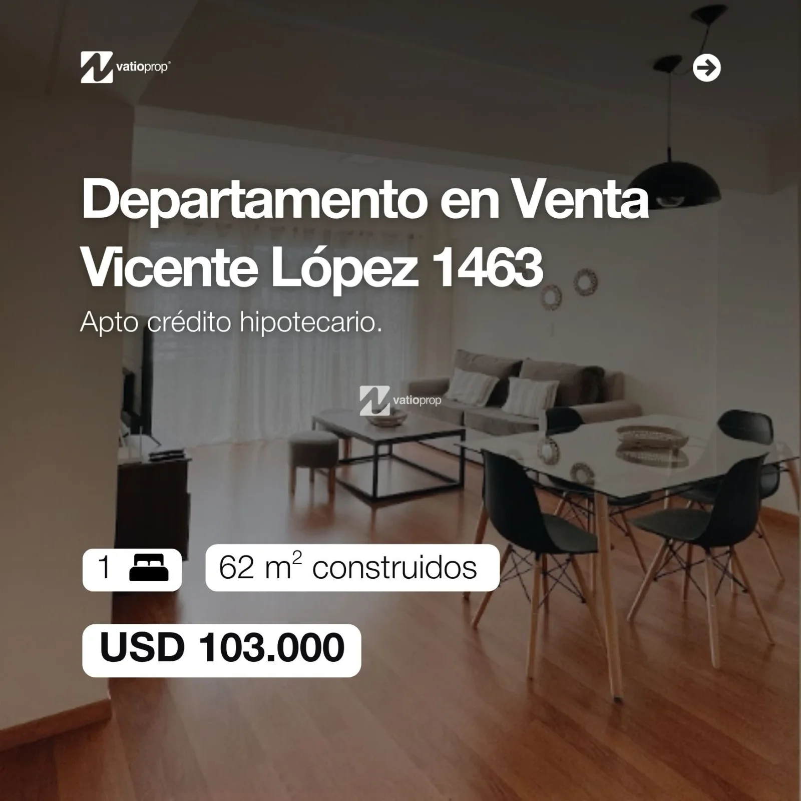 Departamento 1 Dormitorio en venta en Macrocentro Apto Crédito Hipotecario - Imagen 1