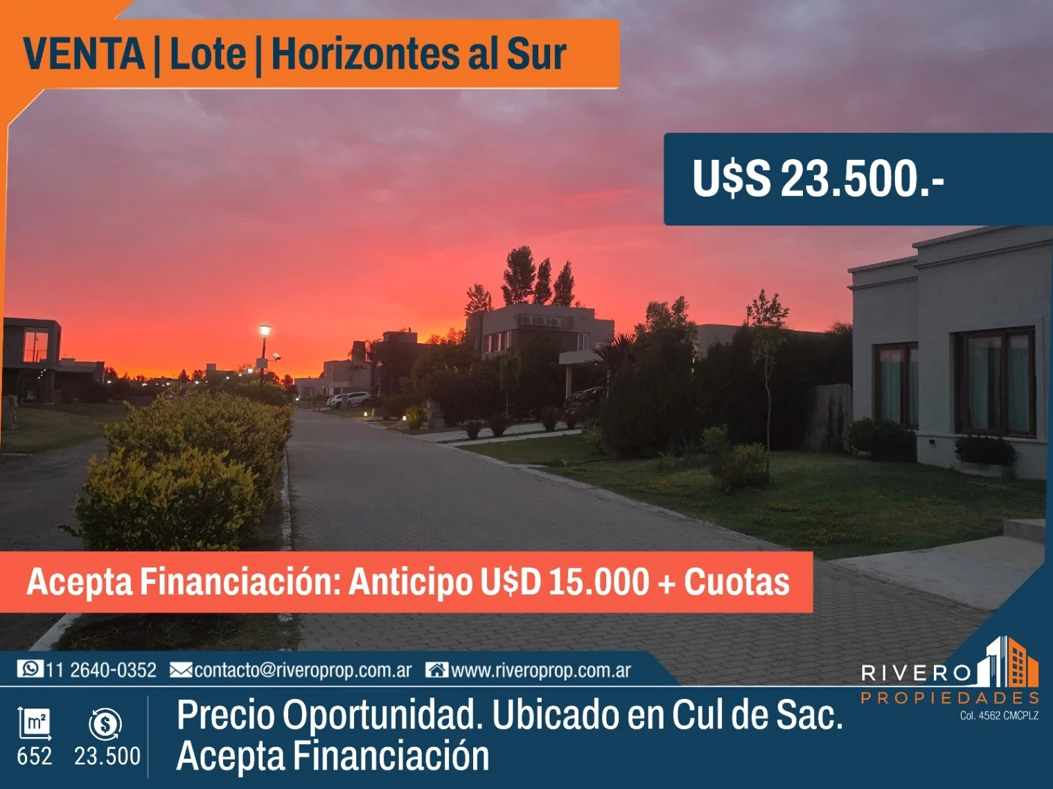 Venta Lote en Cul de Sac - Acepta Financiación - Horizontes al Sur - Imagen 1