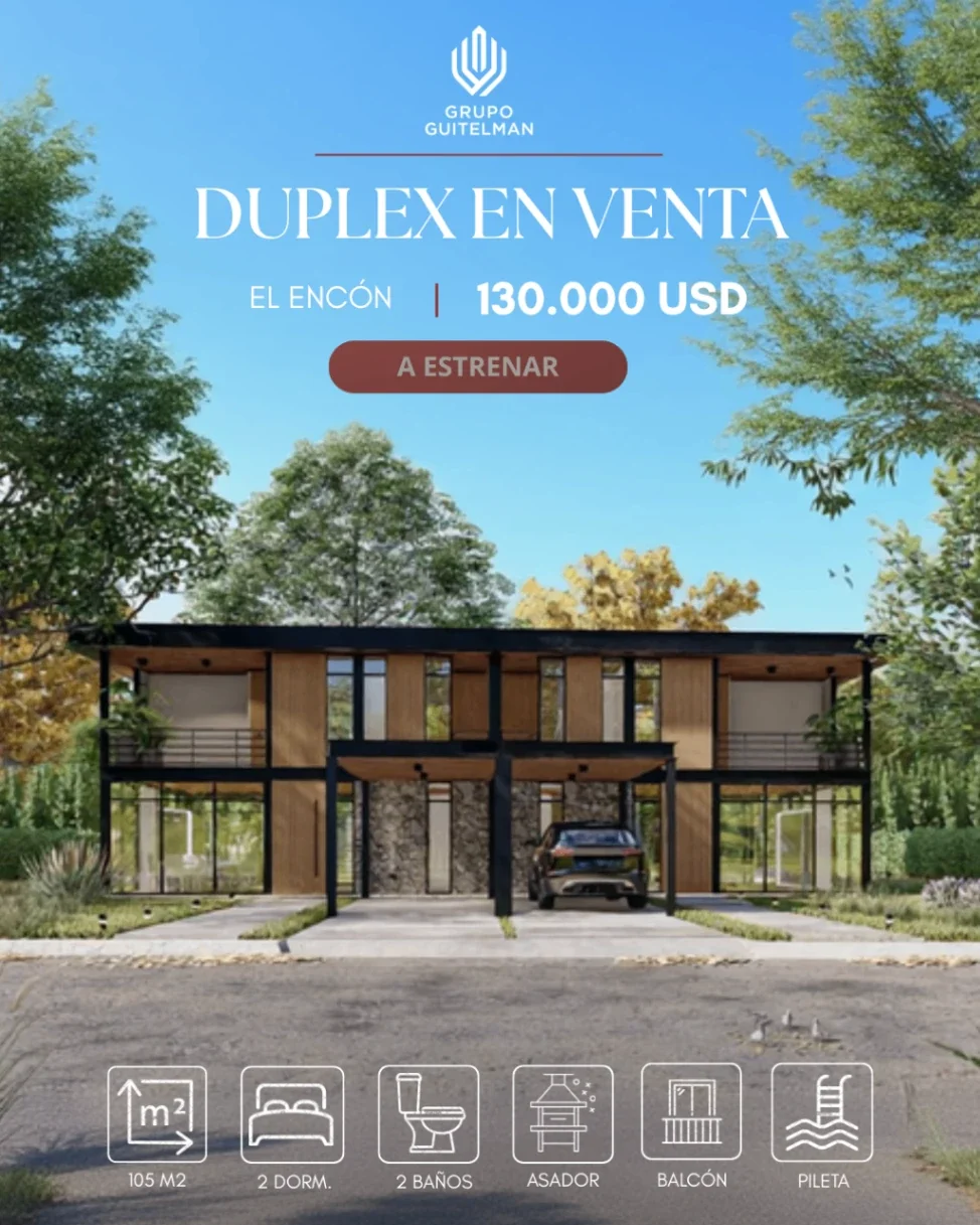 Duplex en VENTA a estrenar en El Encón - 2 dormitorios, pileta, cochera - Imagen 1