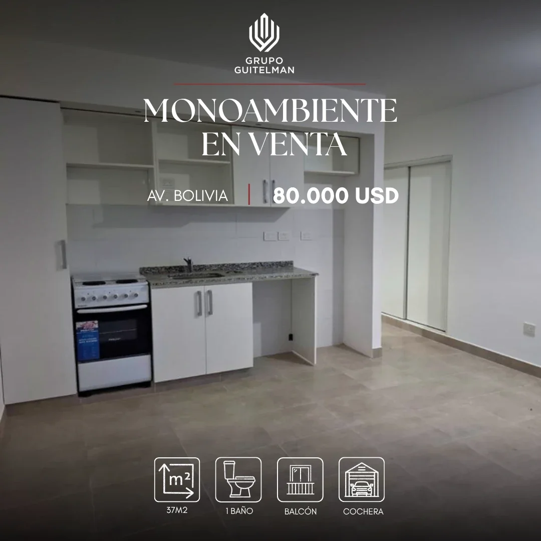 Monoambiente en venta c/ cochera en Av. Bolivia, Salta Capital - Imagen 1