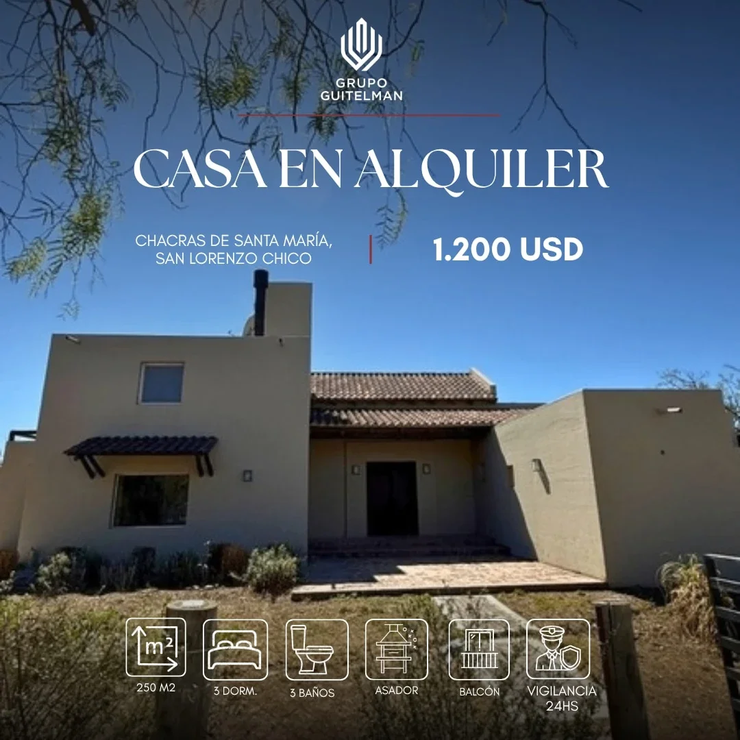 Casa en alquiler de 3 dorm. en Chacras de San Lorenzo, San Lorenzo Chico - Imagen 1