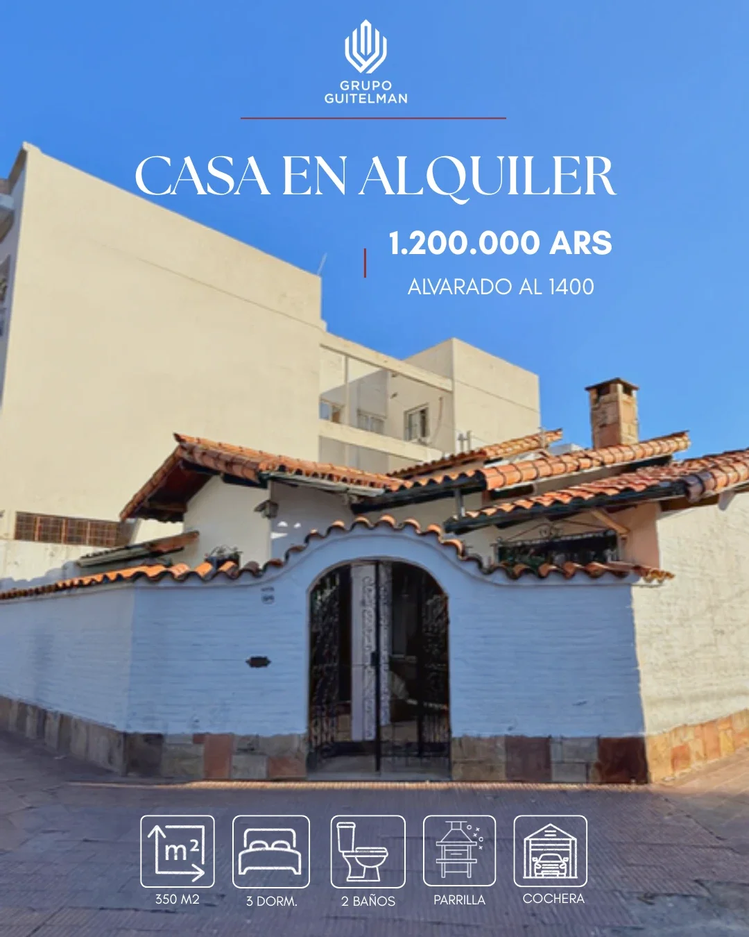 Casa en alquiler de 3 dorm. c/ cochera en el centro de Salta Capital - Imagen 1