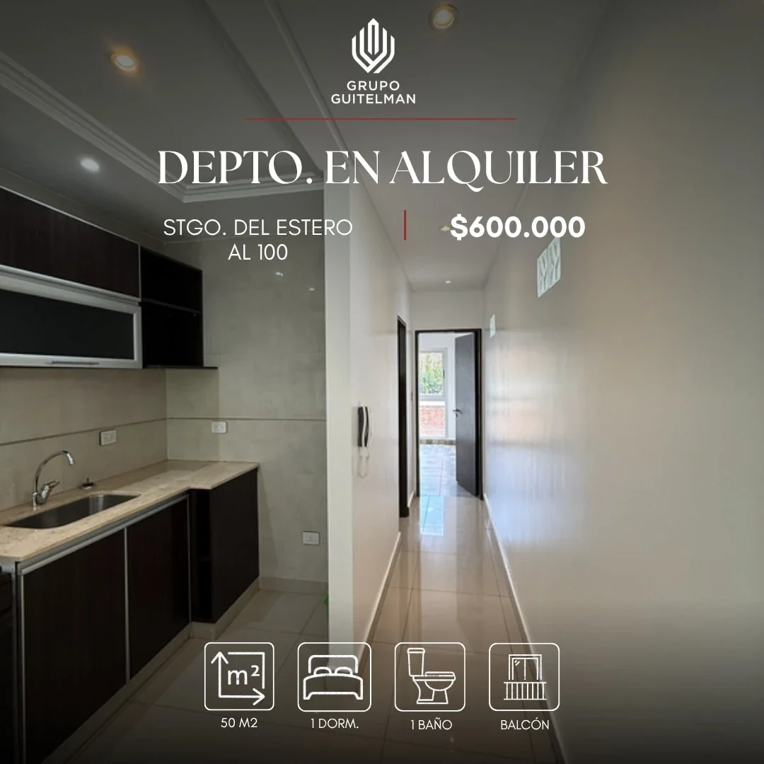 Depto. en ALQUILER de 1 dorm. con balcón en el Centro de Salta Capital - Imagen 1