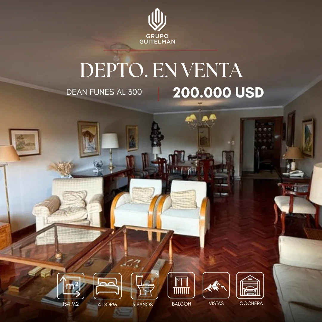 Departamento de 4 dorms. EN VENTA c/ cochera en Dean Funes al 300, Salta - Imagen 1