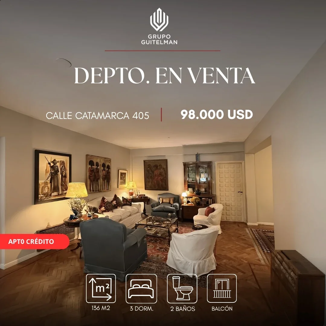 Departamento en venta de 3 dormitorios ÁPTO CRÉDITO en el Centro de Salta - Imagen 1