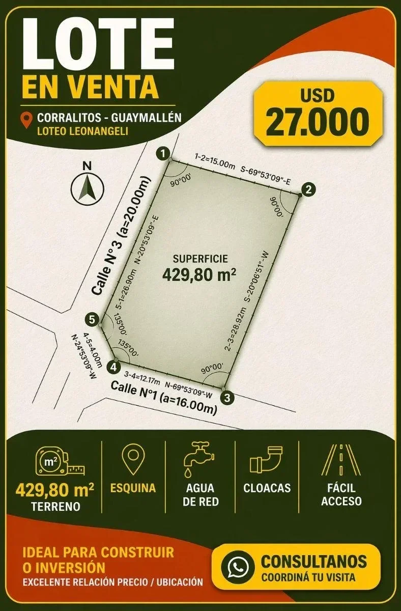 Terreno / Lote en venta de 429m2 ubicado en Los Corralitos - Imagen 1